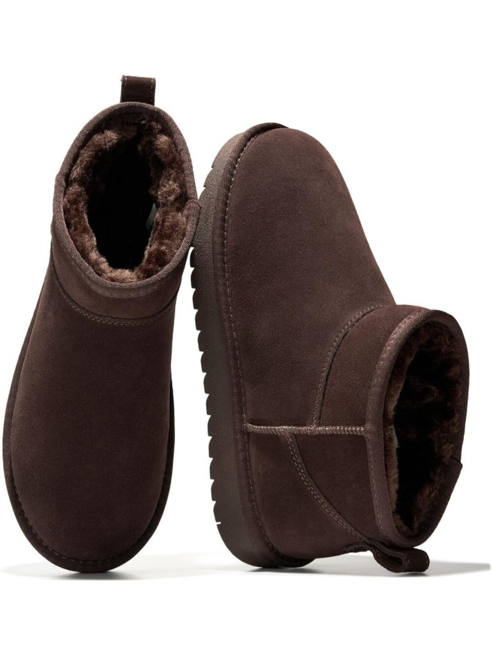 Women's Bitter Chocolate Suede Round Toe Comfortable Memory Insole Ankle Booties